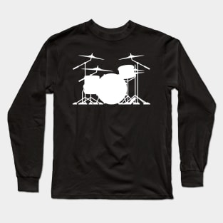 Drum set silhouette illustration Long Sleeve T-Shirt